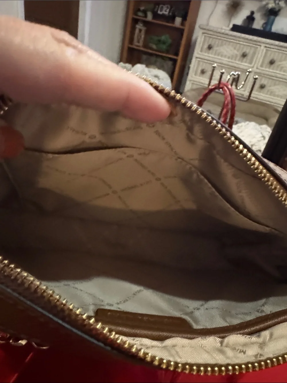 Michael Kors Brown Signature MK Logo Crossbody with Gold Chain